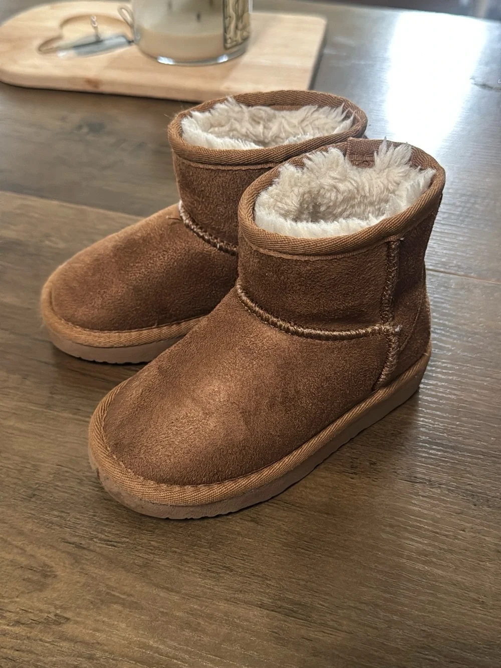 Dream Pairs Kids Brown Faux-Suede Fuzzy Lined Boots